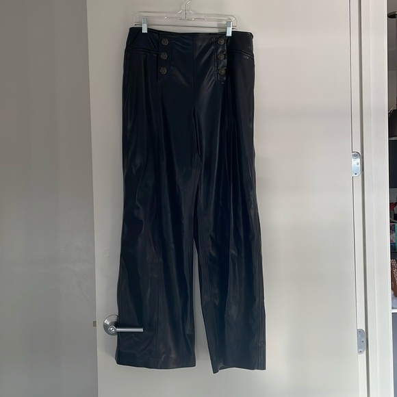 Karl Lagerfeld black leather sailor pants - Picture 2 of 5